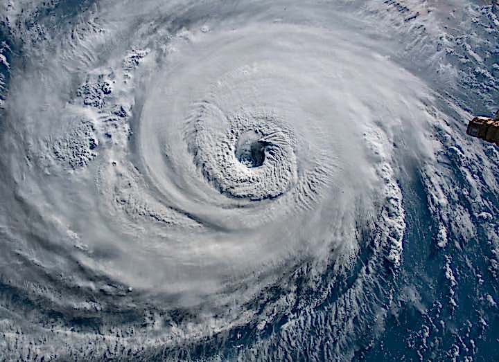 Photo of hurricane storm from above